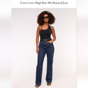 Abercrombie Curve Love High Rise 90s Relaxed Jean 26 Regular Dark Wash